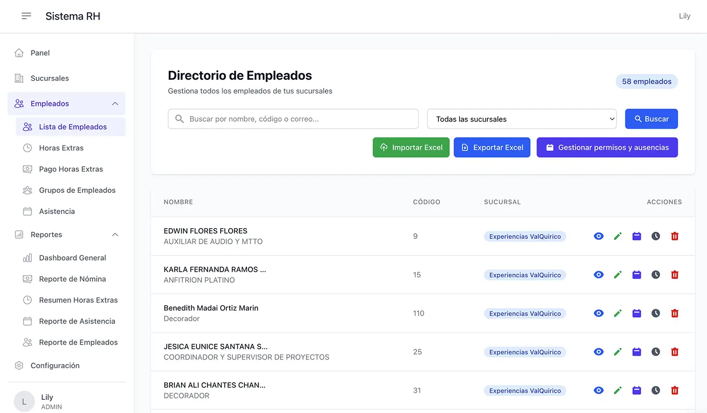 Sistema de Recursos Humanos - Vista 1